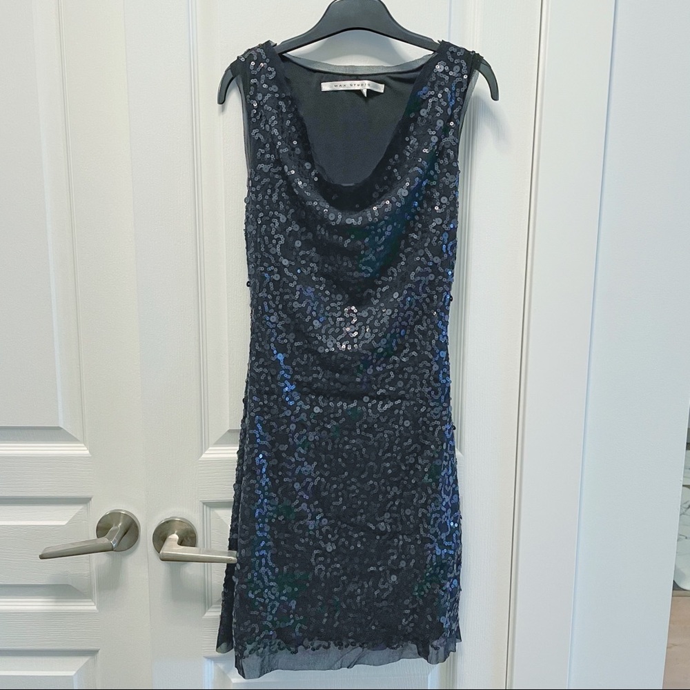 NWOT MAX STUDIO Black Sequin Tank Dress